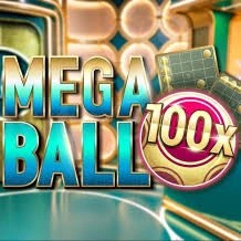 Mega Ball 100x slot visual from Evolution available on betriot-gr.gr